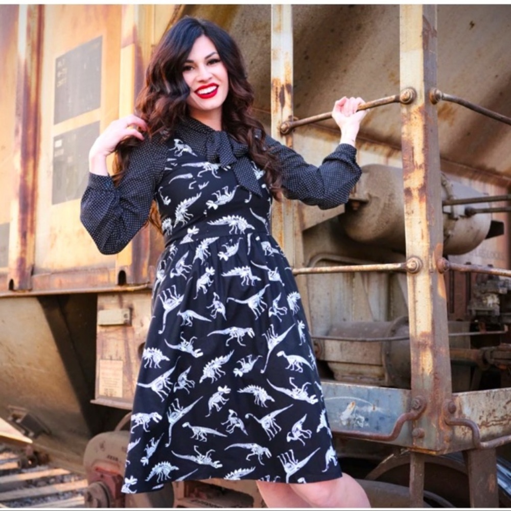 Retrolicious Black and White Dinosaur Dress
